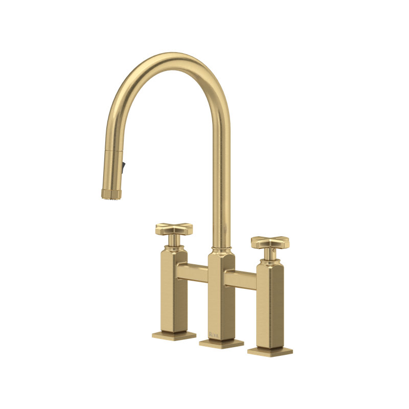 Apothecary Bridge Pull-Down Kitchen Faucet With C-Spout, Antique Gold