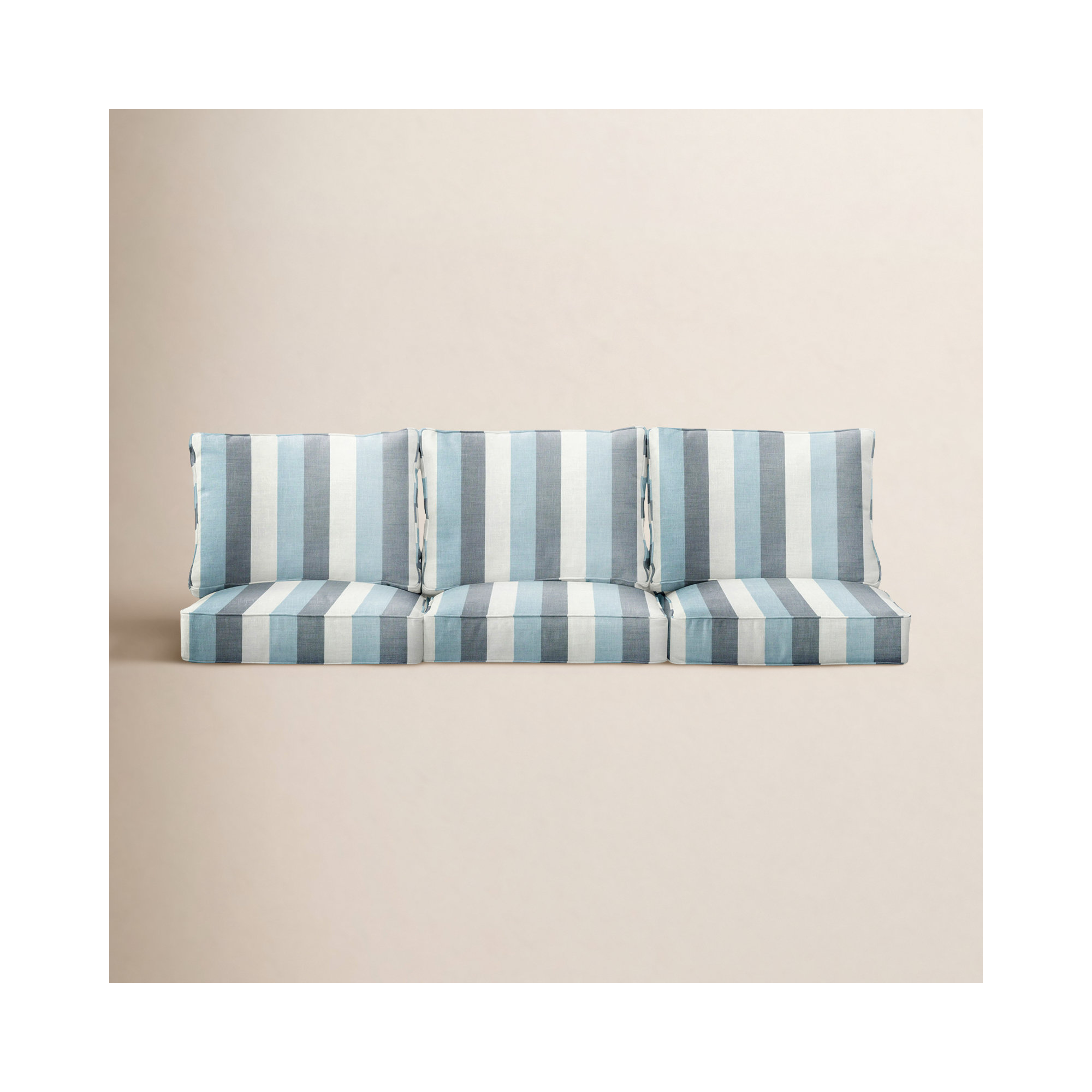 Striped Outdoor Sofa, Blue Stripe Sunbrella®, 27" W x 30" D