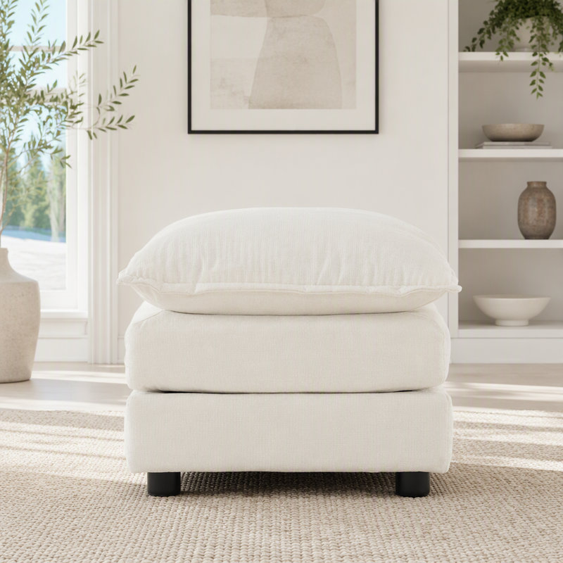 Repose-pieds en chenille, White