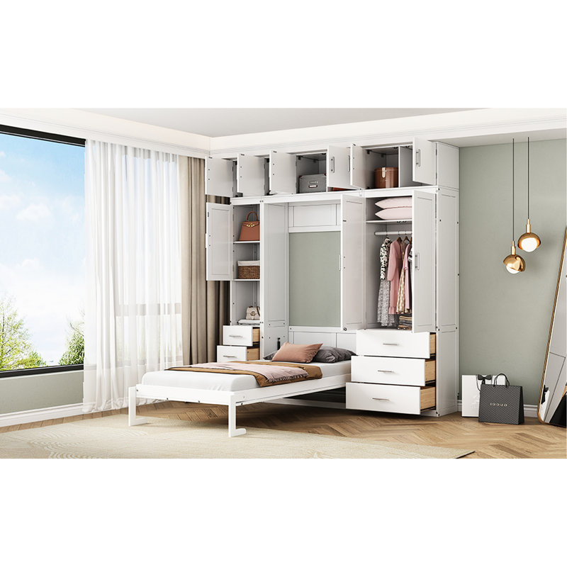Lit simple avec armoires de rangement - Économisez de l'espace dans votre chambre à coucher