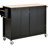 Black Kitchen Island Cart With Robust Solid Wood Tabletop, 4 Door Cabinet, 2 Drawers, Spice Rack & Stable Adjustable Locking Transportable Counter, Black, Cabinet Shelves,-1807743228