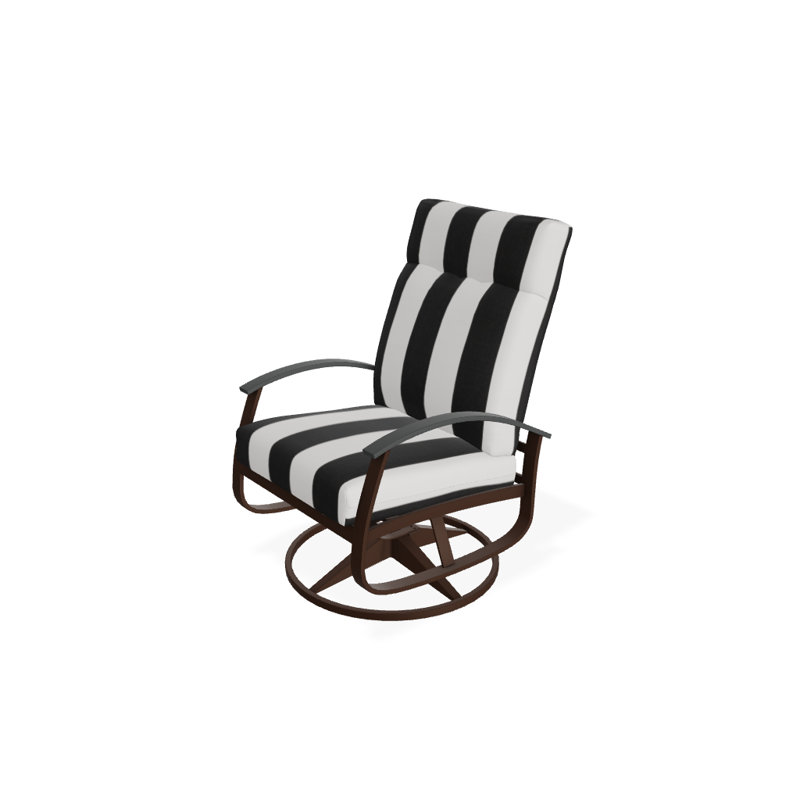 Chaise berçante pivotante réglable avec coussins Askar, Cabana classique à rayures noires Sunbrella®, Graphite classique P30