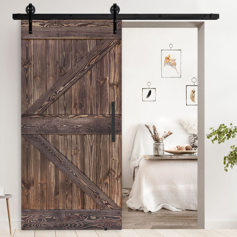 Russellton Solid Pine Sliding Door, Brown
