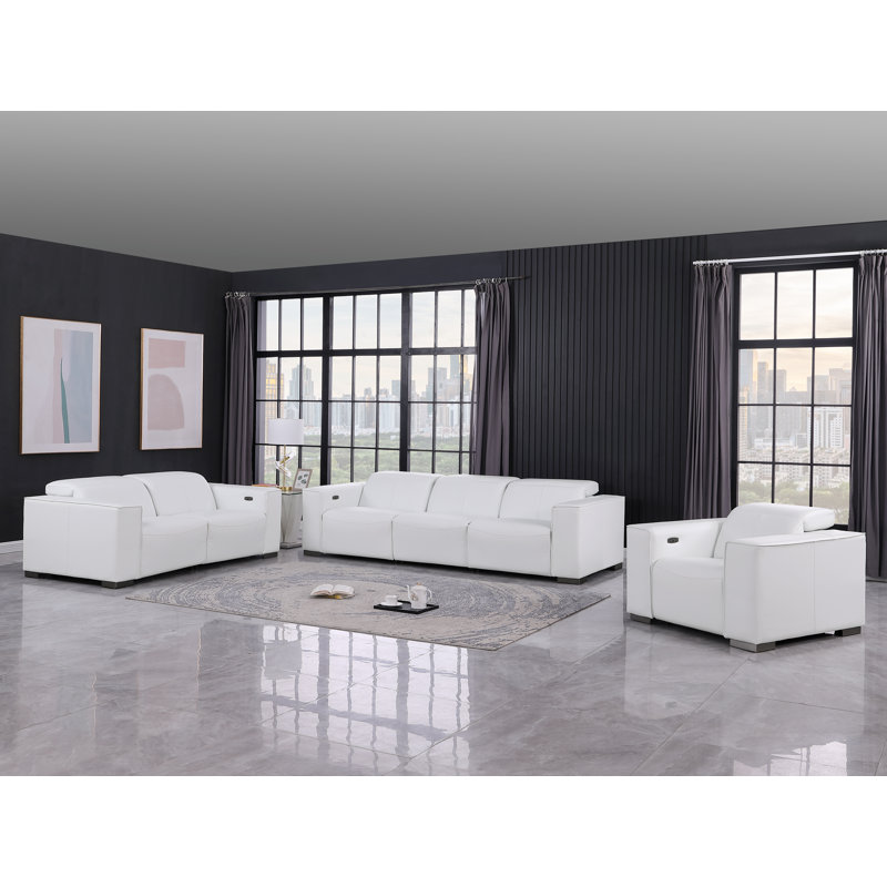 Luxurious 6-Piece Modular Power Reclining Sofa, Loveseat, And Chair Set – 6 Recliners, Genuine Leather With Power Headrests