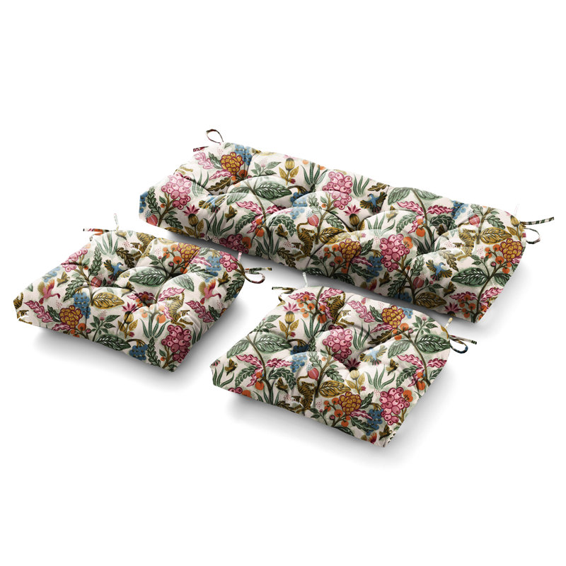 Outdoor 5'' Seat / Back Cushion, White Floral 2