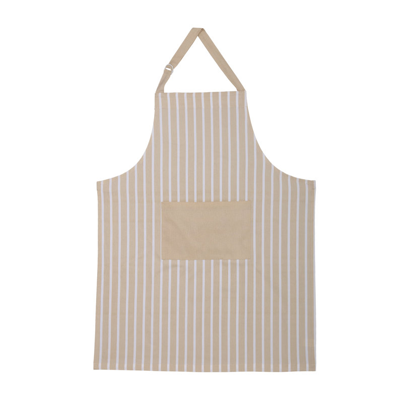 Striped Bib Apron, Beige Striped