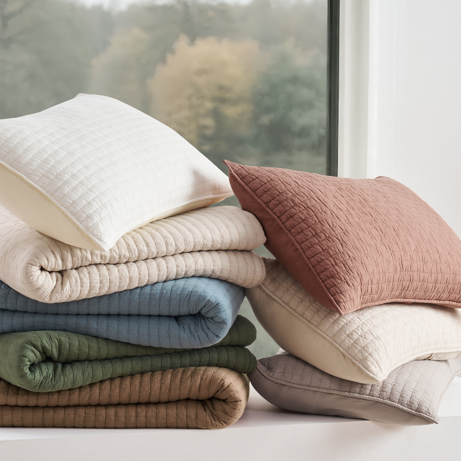 Cotton Quilt Set, King + 2 Shams, Taupe