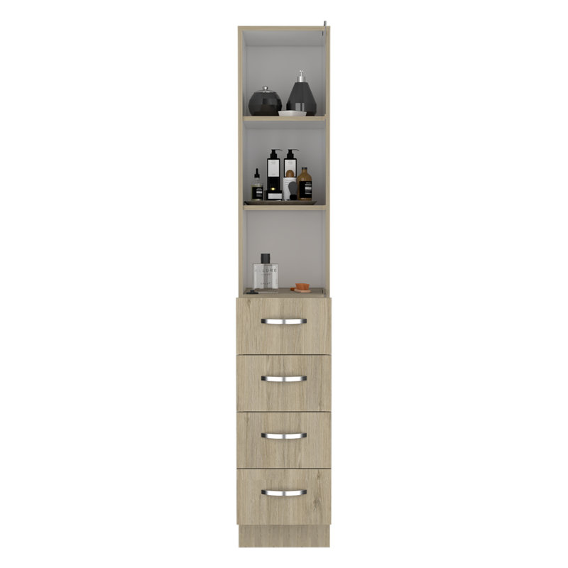 Linen Cabinet Epic, Bathroom, Light Pine / White, Multicolor