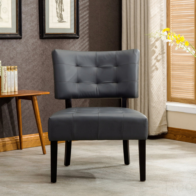 Fauteuil d'appoint basique capitonné en cuir mélangé avec sièges surdimensionnés