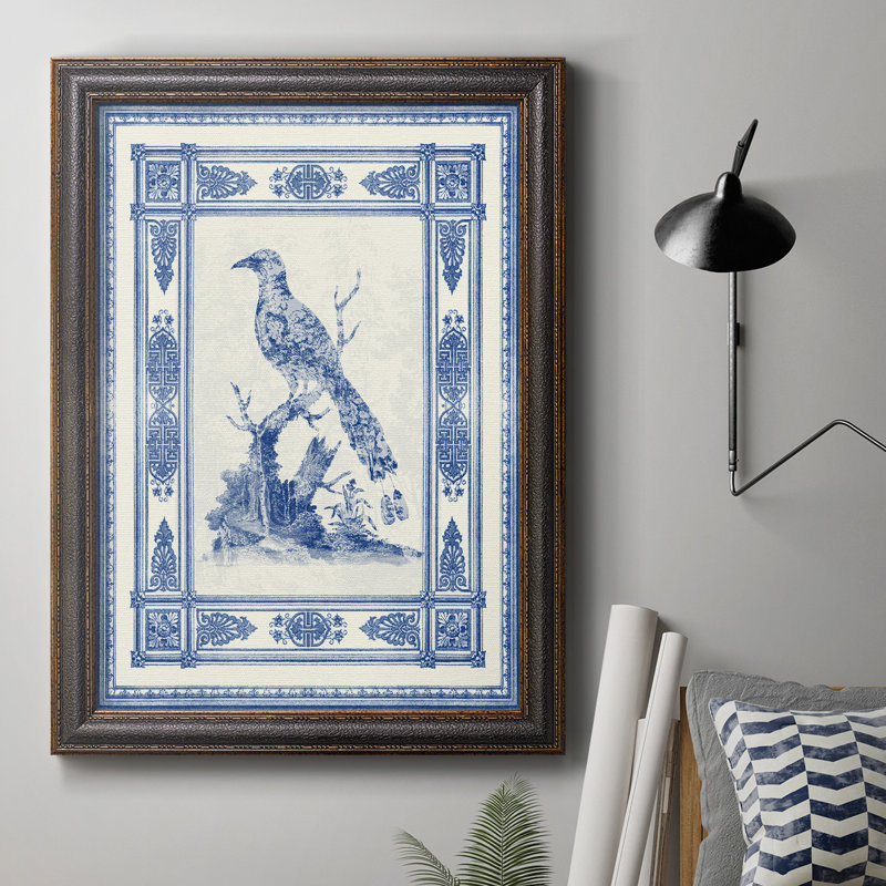Toile de Jouy II, toile encadrée de qualité supérieure - prête à être accrochée, H 27 po x l 18 po x P 2,5 po