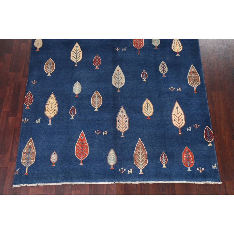 Tapis bleu marine fait à la main Gabbeh 7 x 11