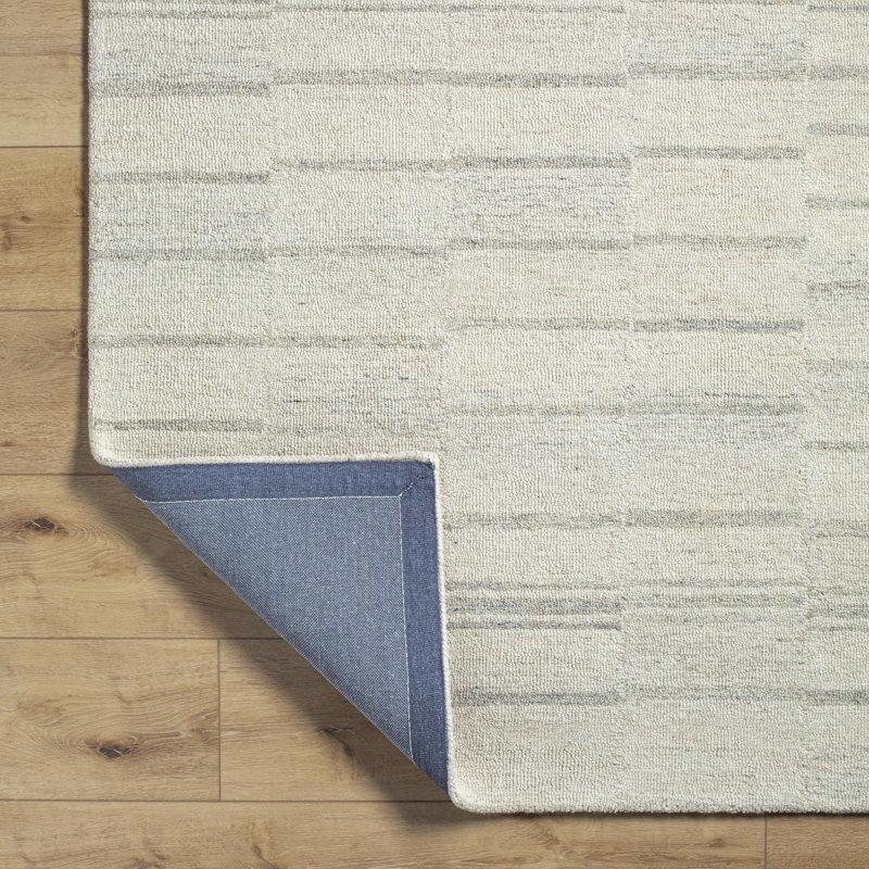 Tapis rectangulaire en laine touffeté à la main gris / beige, Rectangle 2 pi x 3 pi