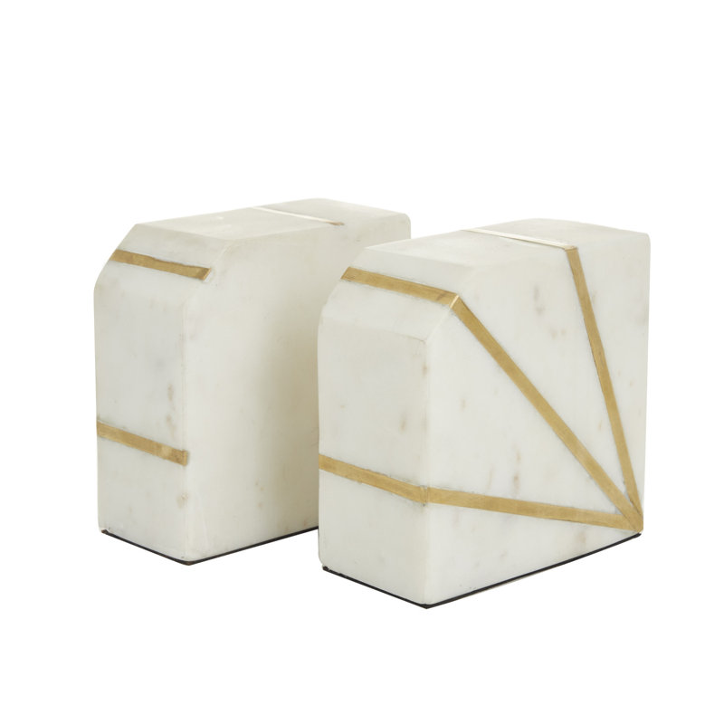 CosmoLiving by Cosmopolitan Non-skid Bookends, White