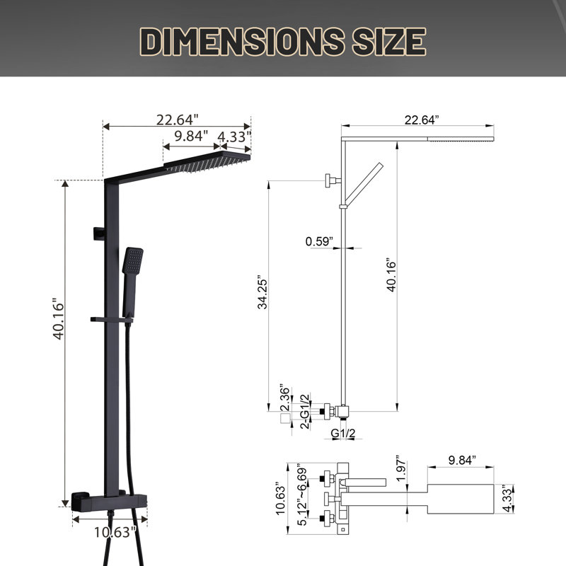All-In-One Kit with Rough in-Valve, Matte Black