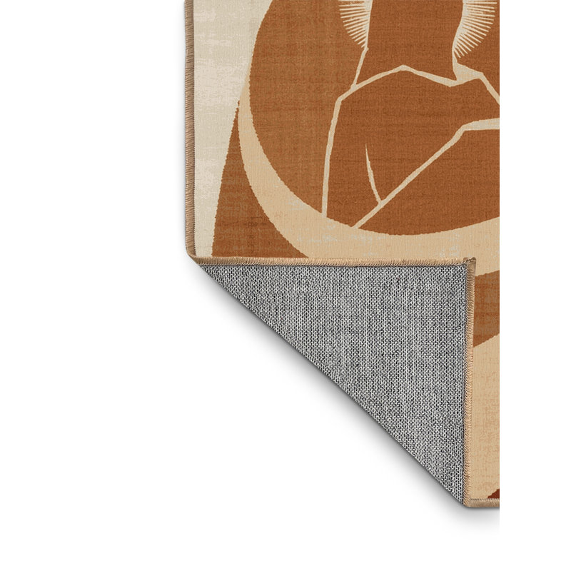 Tapis abstrait moderne et contemporain lavable à la machine en brun - reliure brun clair, 8 x 12