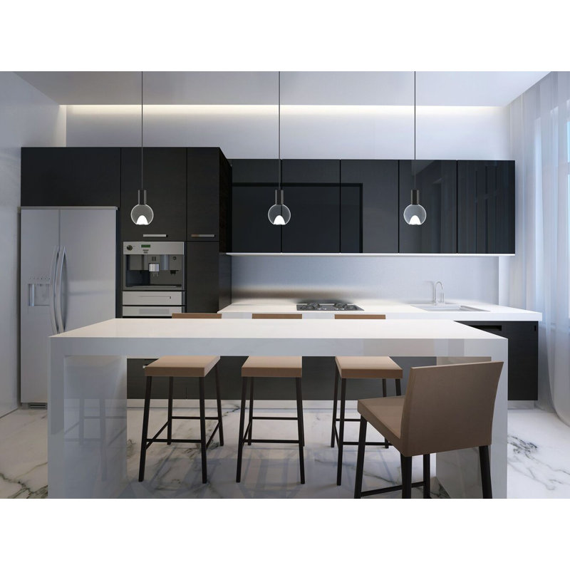 1 - Light Single Globe LED Pendant, Matte Black, 4.25" H x 4.25" W x 4.25" D