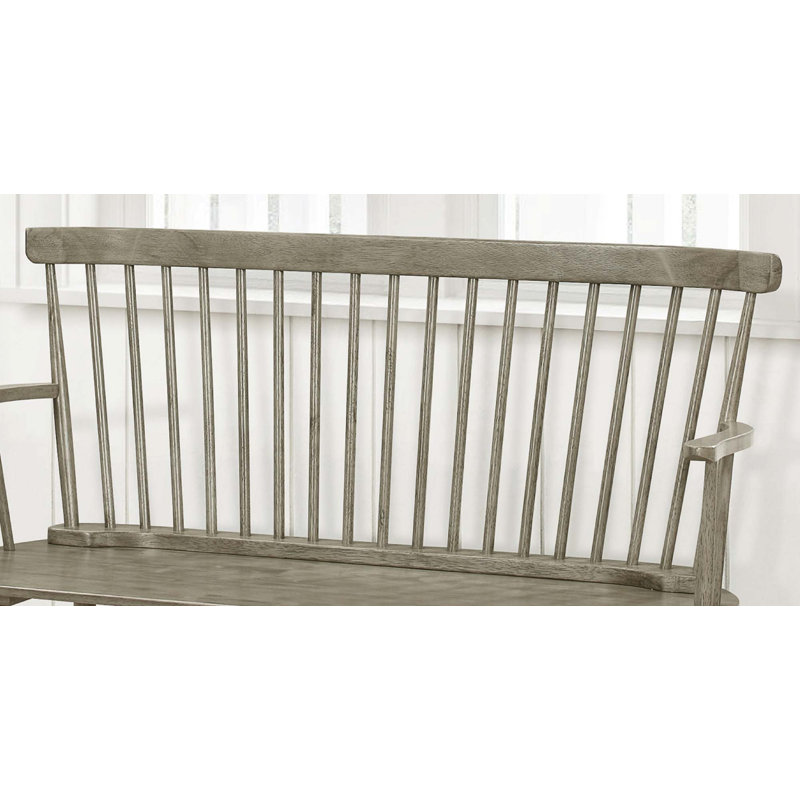 Casual Farmhouse Relaxed Vintage Wood Spindle Back Bench Wooden Chair, Gray