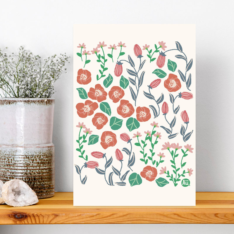 Contemporary Art Elegant Romantic Abstract Flower Nature Wall Art by Aia Ueno - Wrapped Canvas Print, 45.72 cm H x 30.48 cm W