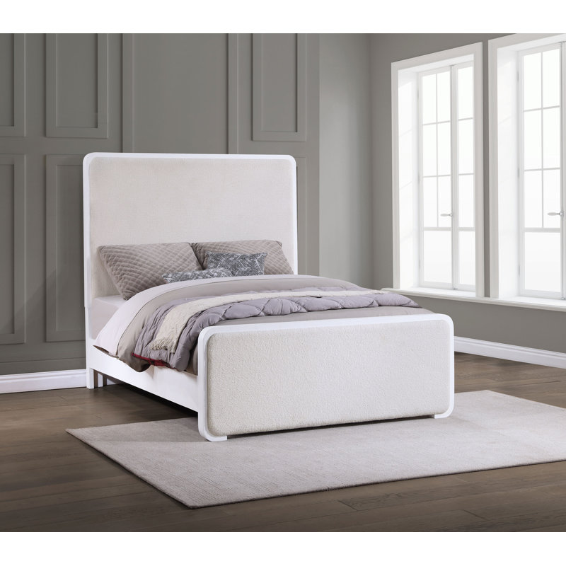 Tonju Upholstered Queen Panel Bed Pearl White, Queen