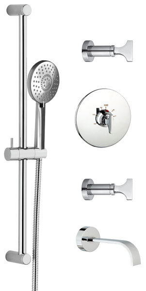 Spring Thermostatic Complete Shower System, Polished Chrome