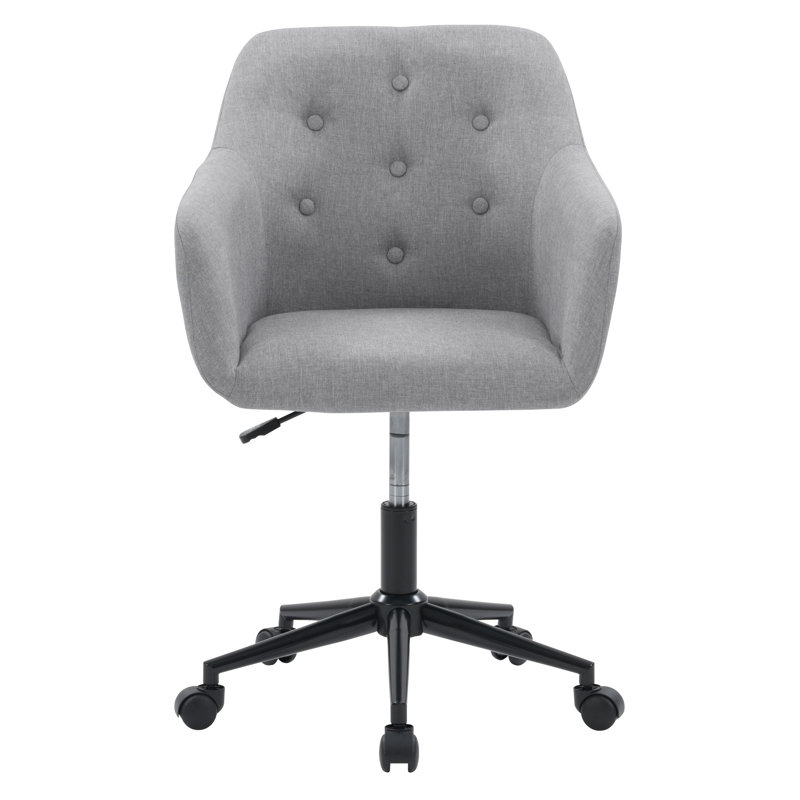 Chaise de travail capitonnée à boutons Hauk, Gris clair