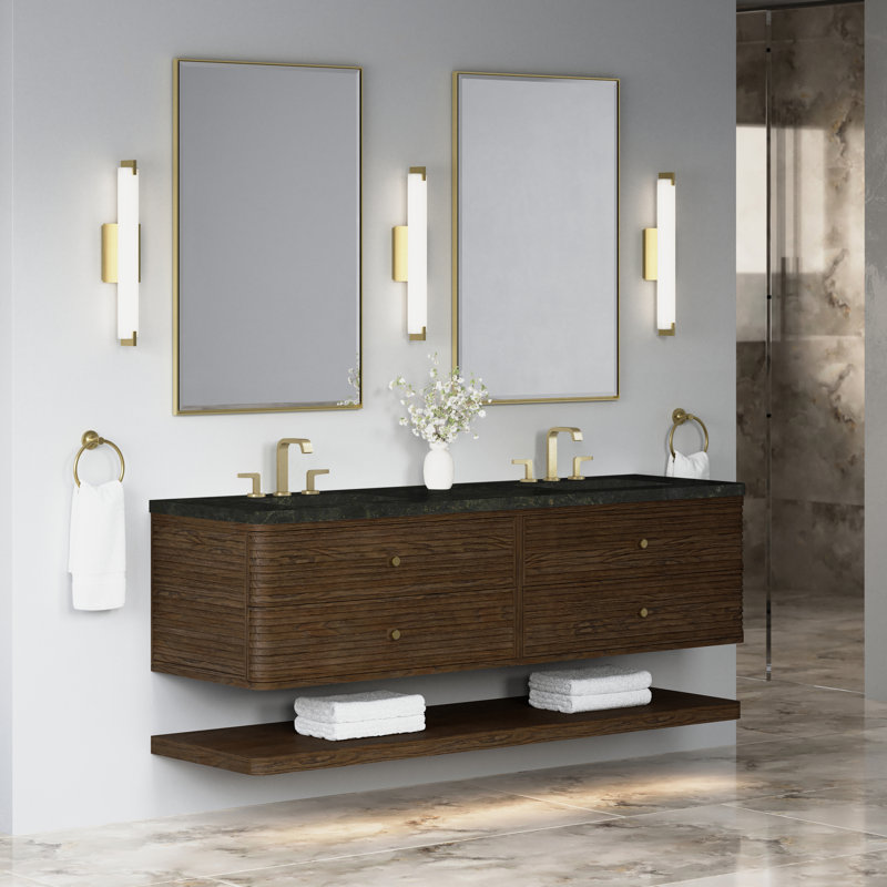 Allamari 72" W Double Vanity, Phantome Eclos, Sable Oak, 8" Widespread
