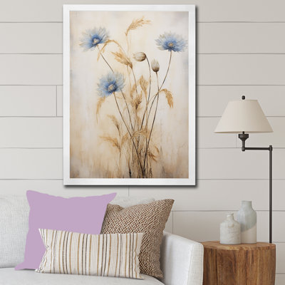 " Minimal Beige And Blue Cornflowers Expression II "