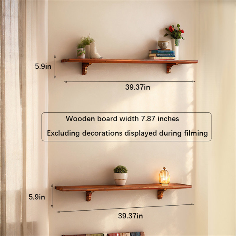 Solid Wood Floating Wall Shelf, 5.9" H x 39.37" W x 5.9" D
