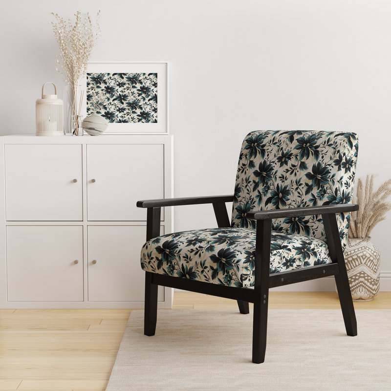 Fauteuil rembourré traditionnel bleu et blanc Euphony