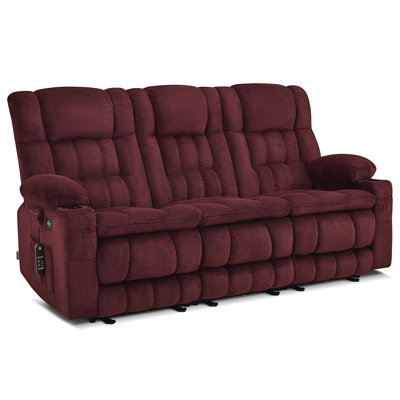 3-Seat Power Reclining Sofa with Heat and Vibration Massage, Zero Gravity Recliner Sofa