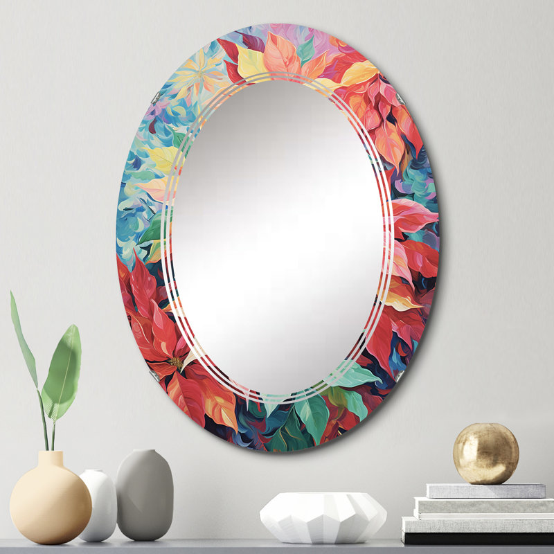 Daphnis - Miroir mural floral ovale, 30 po x 20 po