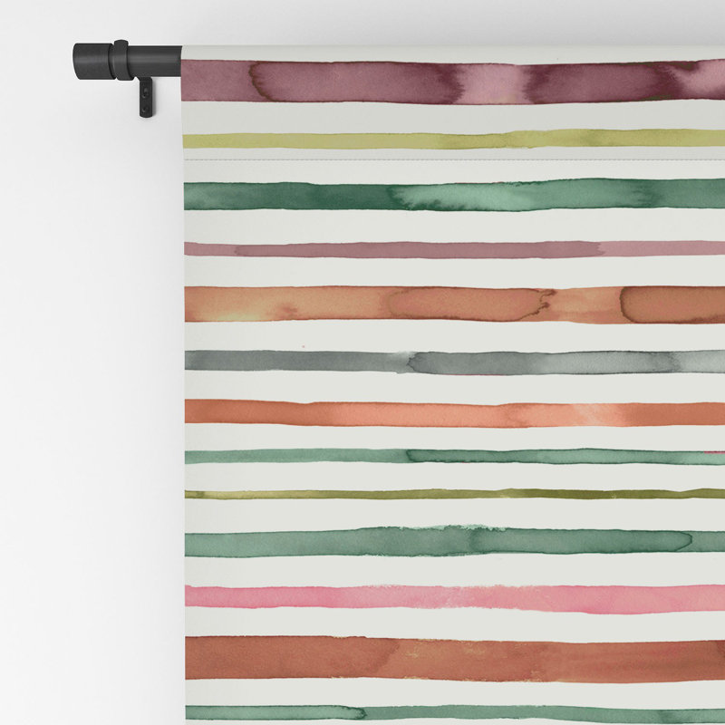Ninola Design Moroccan Tropic Stripes Green 1pc Blackout Window Curtain Panel, 50" W x 96" L