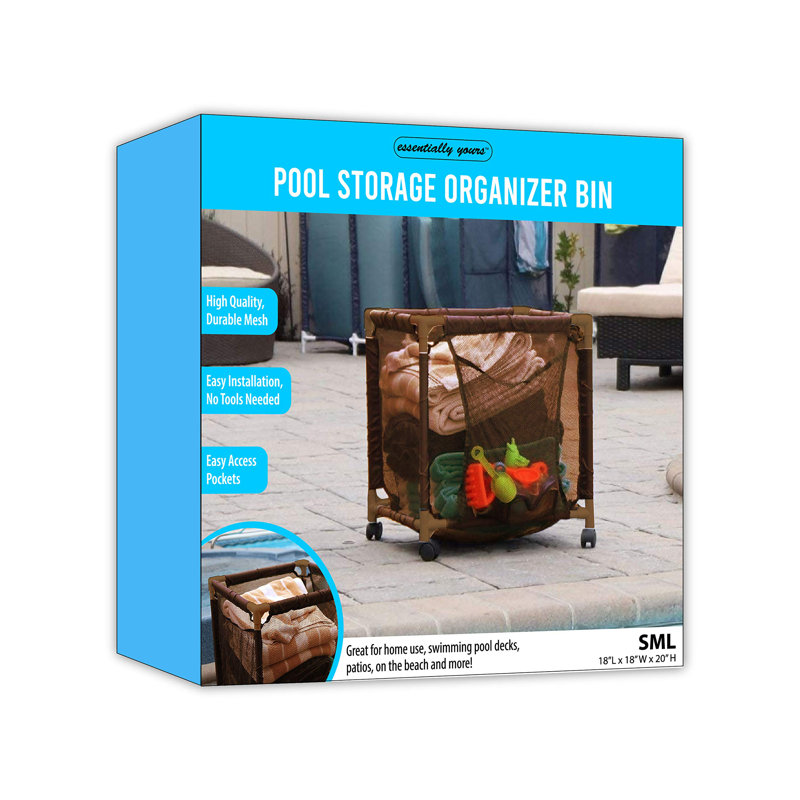 Panier de rangement pour piscine à roulettes, Marron