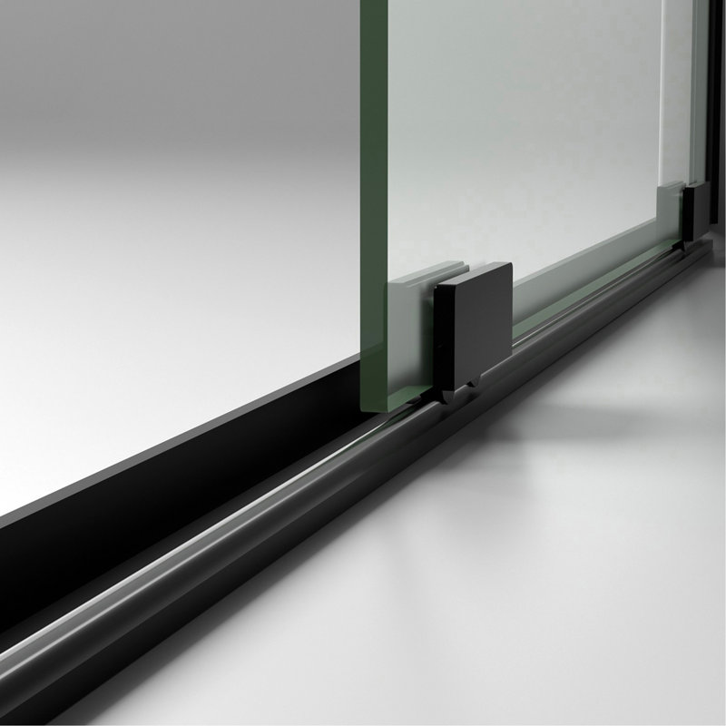 56-60" W X 72" H Semi-Frameless Sliding Shower Door, 5/16"(8Mm) Clear SCGG Tempered Glass, Matte Black Finish, Cut Adjustable Width 4"