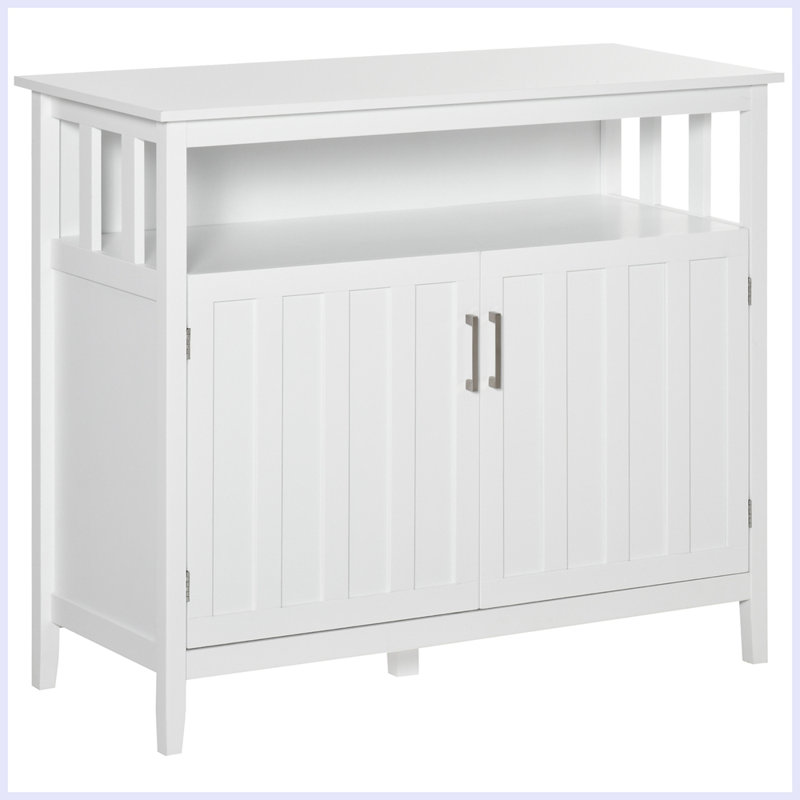 Buffet, armoire de cuisine, armoire à café avec 2 portes et tablettes réglables pour le salon du vestibule, Blanc