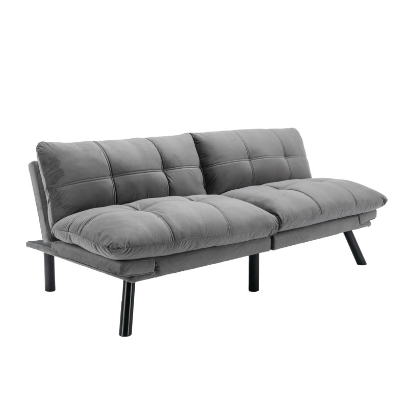 Canapé-lit inclinable convertible 70,9 po avec accoudoirs réglables, Velours gris velours
