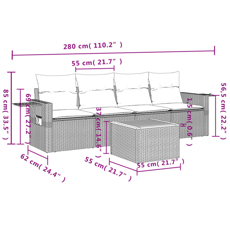 Ensemble de canapé de jardin Vidaxl beige