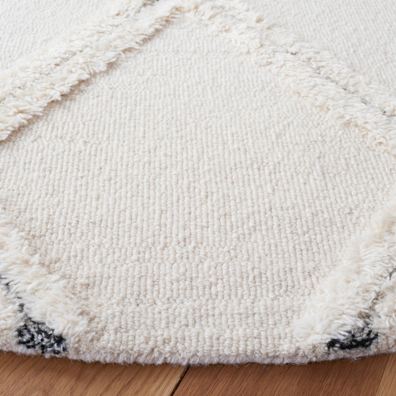 Tapis géométrique en laine / coton touffeté à la main Donnach, Rond 6 pi