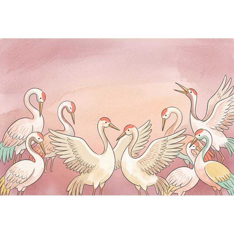 Décoration murale amovible Cranes, Non tissé, 160 po x 108 po