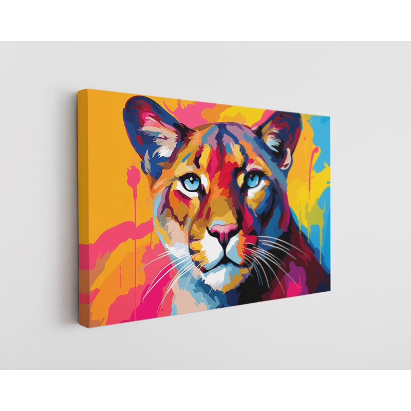 Reproduction d'art, peinture à l'huile d'un puma, art mural moderne pour la maison et le bureau, H 16 po x l 24 po