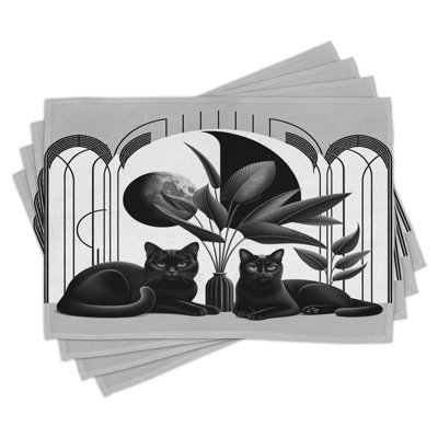 Polyester Pale Grey Charcoal Grey Rectangle Placemat