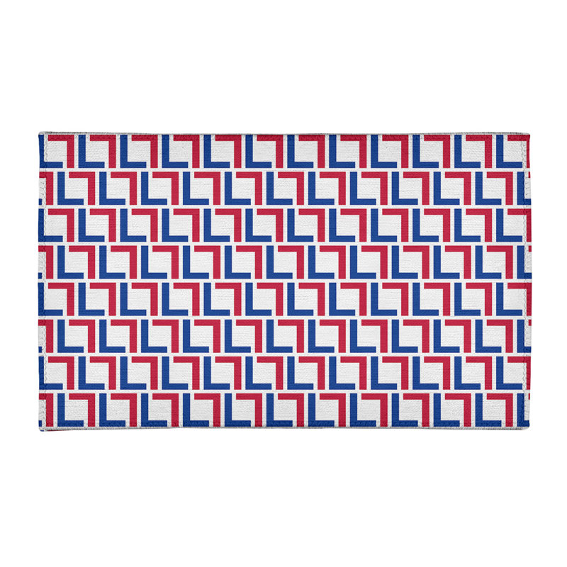 Tapis géométrique bleu / ivoire / rose, Rectangle 2 pi x 3 pi