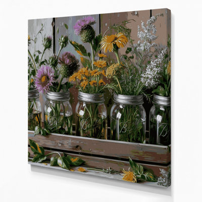 Farm Mason Jars Gray Canvas Wall Art