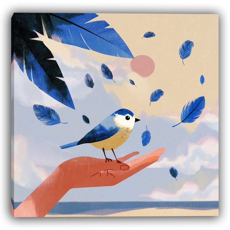 Plumes et brise - merle bleu avec feuilles