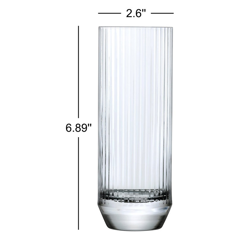 Set of 4 Big Top Handmade Crystal Highball Glasses, 14.5 Oz