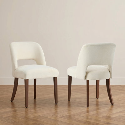 Chaise rembourrée moderne en chenille avec pieds en bois massif, chaise d'appoint Mid-Century pour la cuisine et la salle à manger