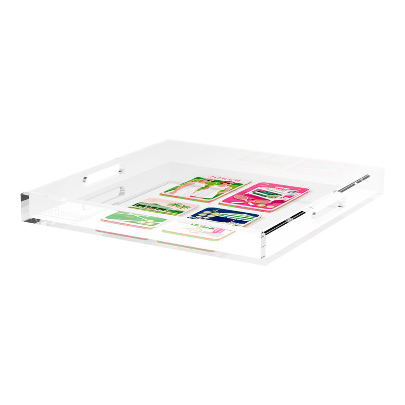 Mahjong Acrylic Decorative Tray, 18"W x 18"D x 2"H