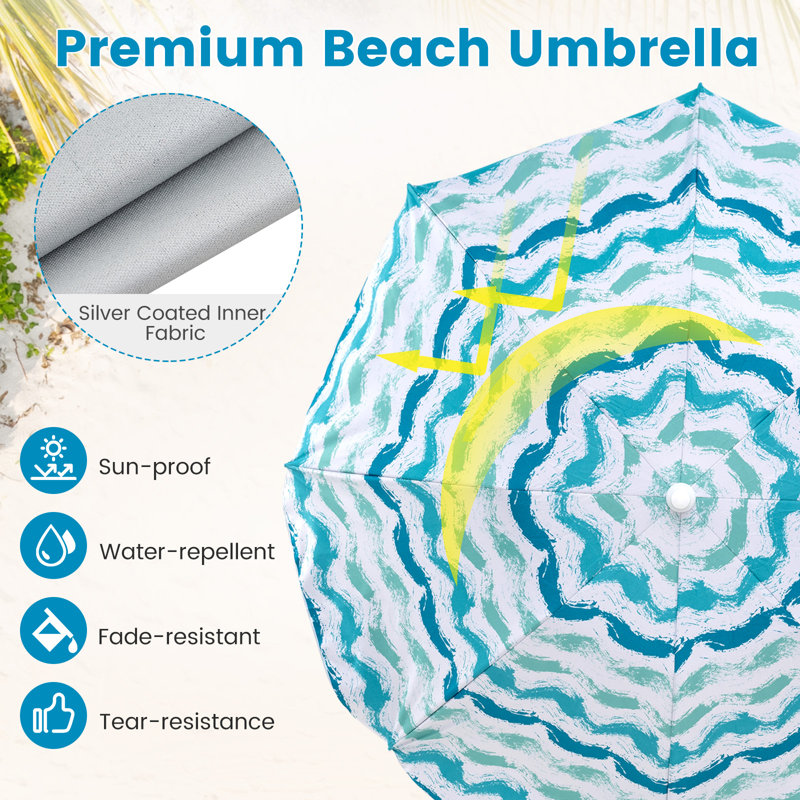 4 Pieces Colorful Beach Umbrella Set Portable Outdoor Parasol W/ Carrying Bag