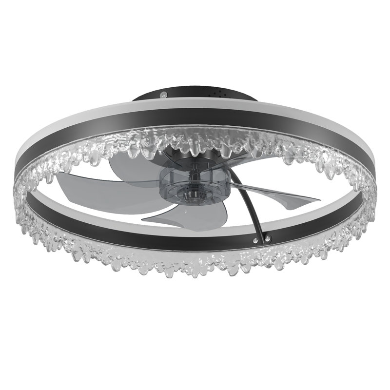 Ventilateur de plafond moderne en cristal avec lumière et télécommande, DEL à intensité variable, moteur silencieux