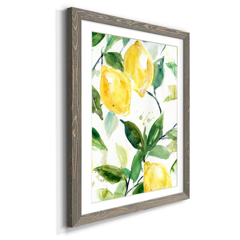 Lemony Branch I - Reproduction d'art sur toile encadrée, H 37,5 po x l 27,5 po x P 1,5 po, gris